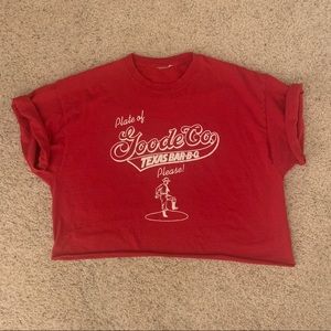 Red Vintage Oversized Cropped Tee